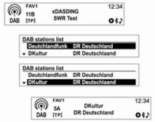 DAB-DAB ligado/DAB-FM ligado