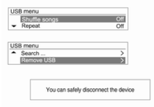 Menu USB → Retirar USB