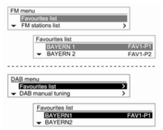 Menu AM/FM ou DAB