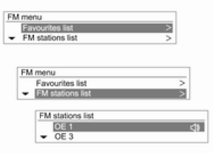 Menu AM/FM 