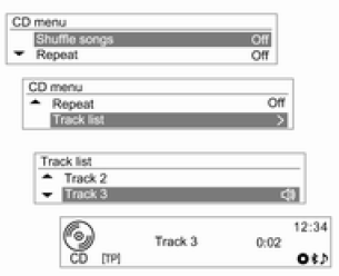 Menu CD → Lista de faixas