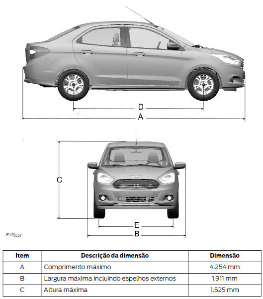 Dimensões do veículo - 4 portas