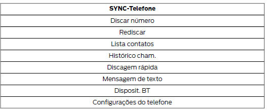 Estrutura do menu - Tela de informações (Se equipado)