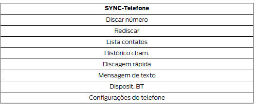 Estrutura do menu - Tela de informações (Se equipado)