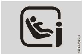 Símbolo para fixação da cadeira de criança i-